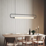 Simple Oval Adjustable Black Frame LED Pendant Light Image - 3