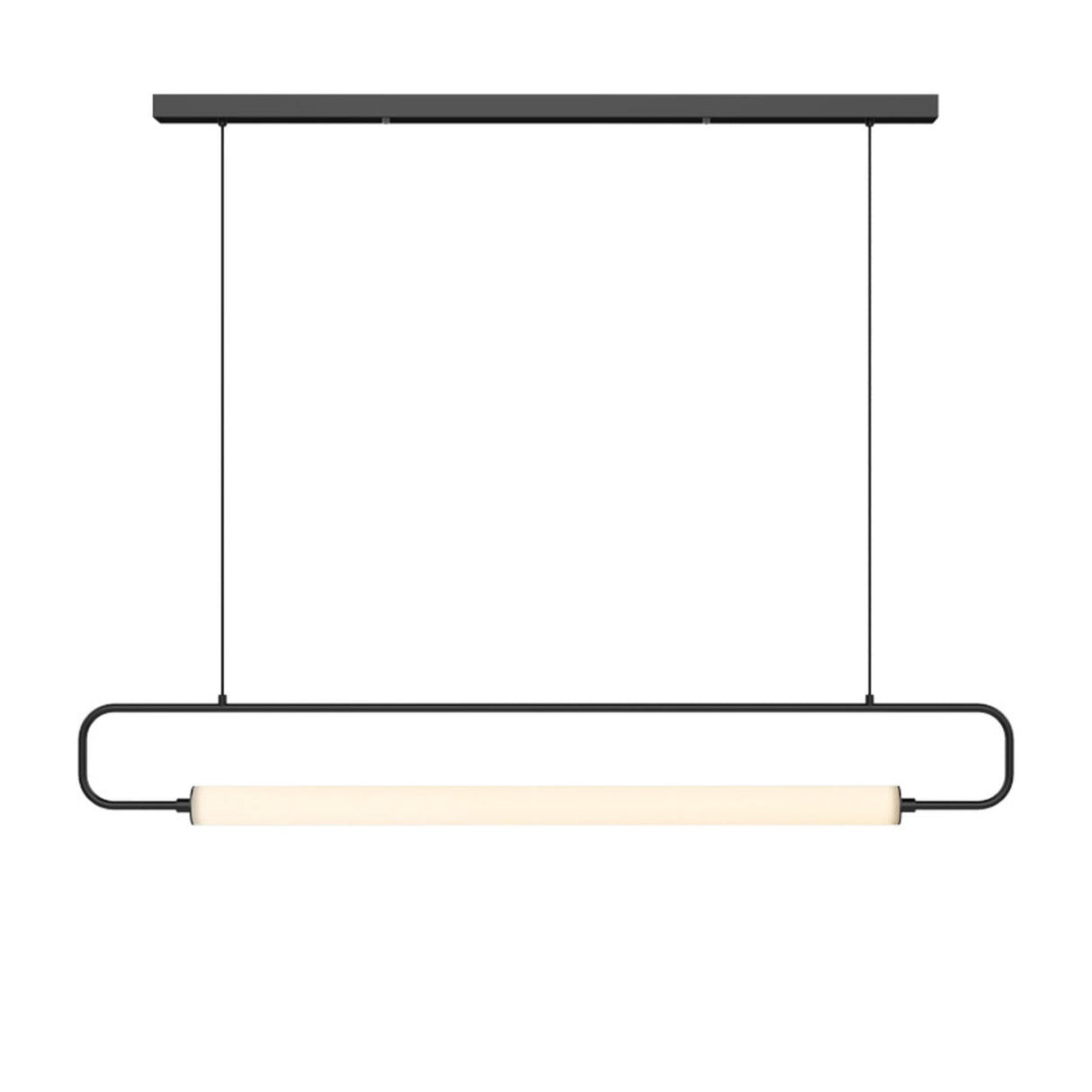 Simple Oval Adjustable Black Frame LED Pendant Light Image - 5