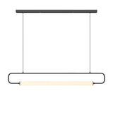 Simple Oval Adjustable Black Frame LED Pendant Light Image - 5