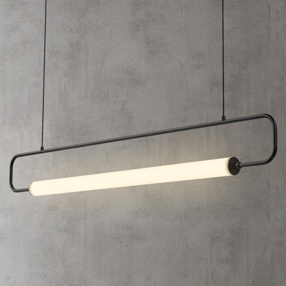 Simple Oval Adjustable Black Frame LED Pendant Light Image - 6