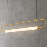 Simple Oval Adjustable Black Frame LED Pendant Light Image - 7