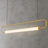 Simple Oval Adjustable Black Frame LED Pendant Light Image - 7