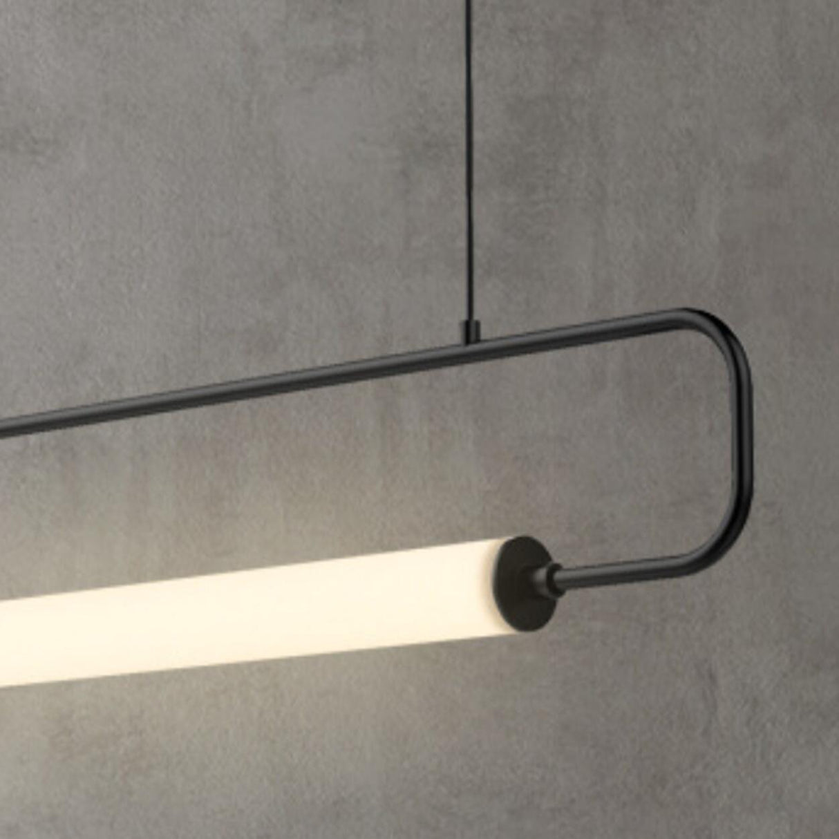 Simple Oval Adjustable Black Frame LED Pendant Light Image - 9