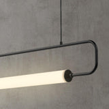 Simple Oval Adjustable Black Frame LED Pendant Light Image - 9