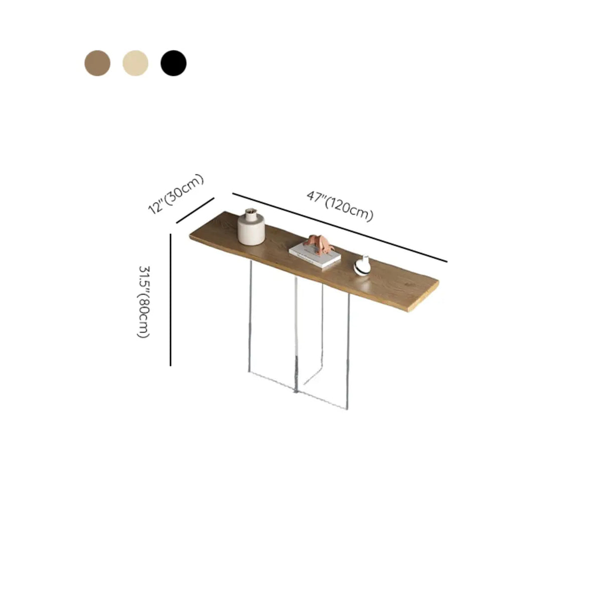 Simple Pedestal Black Wood Rectangle Console Table Image - 12