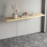 Simple Pedestal Black Wood Rectangle Console Table Image - 5