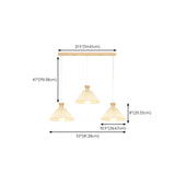 Simple Pleated Cone Wooden 3-Light Island Light Fixture #size