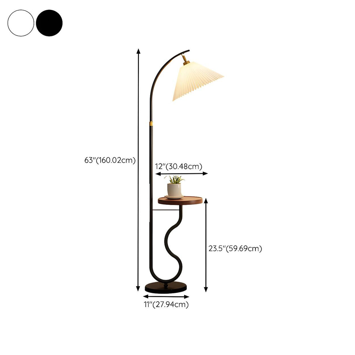 Simple Pleated Shade Curved Side Table Floor Lamp 