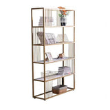 Simple Rectangle 5-Shelf Open Metal Display Bookcase Image - 5
