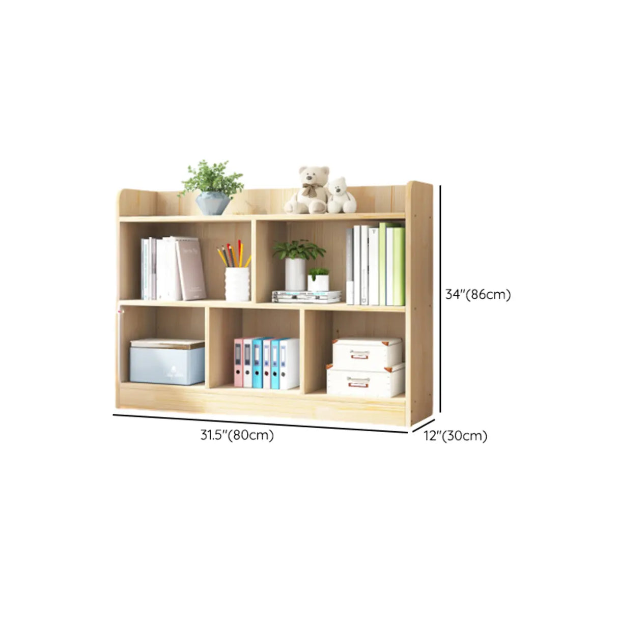 Simple Rectangle Closed Back Wooden Wide Bookcase Image - 17