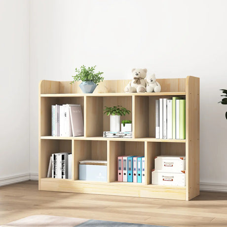 Simple Rectangle Closed Back Wooden Wide Bookcase Image - 2