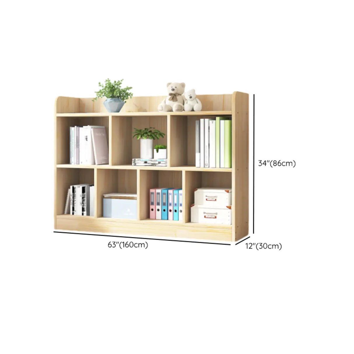 Simple Rectangle Closed Back Wooden Wide Bookcase Image - 22