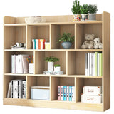 Simple Rectangle Closed Back Wooden Wide Bookcase Image - 9