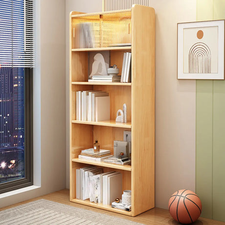 Simple Rectangle Closed Wood Vertical  5-Tiers Bookcase Image - 2