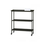 Simple Rectangle Metal Plant Stand Beige with Wheels Image - 3