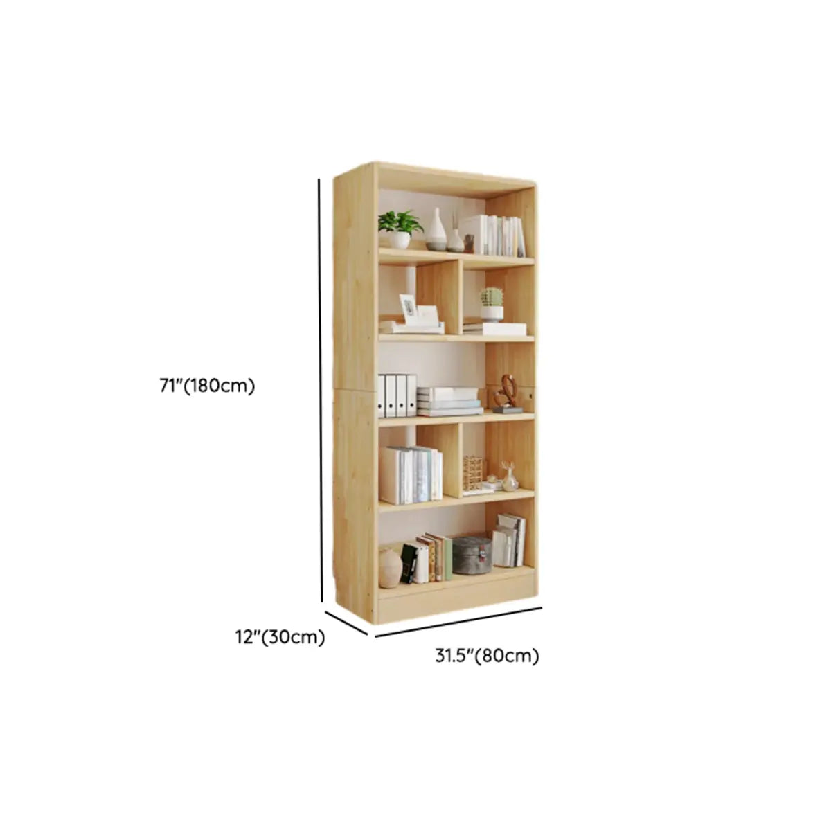 Simple Rectangle Timber Open Back Tall Storage Bookcase Image - 14