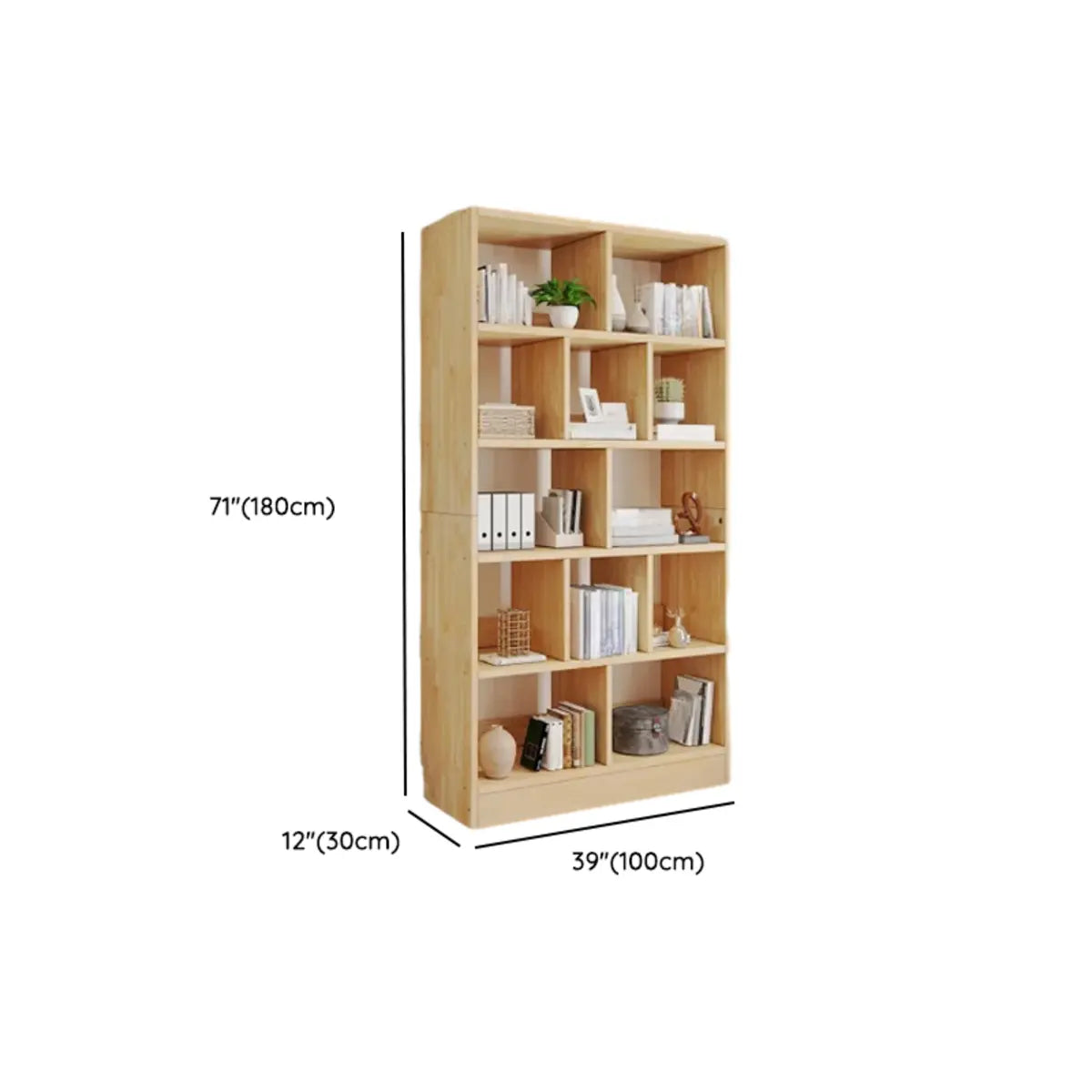 Simple Rectangle Timber Open Back Tall Storage Bookcase Image - 15