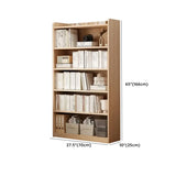 Simple Rectangular Closed Pine Wood 5-Shelf Bookcase Image - 32
