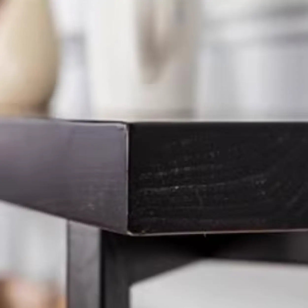 Simple Rectangular Iron Base Wood Black Console Table Image - 4