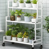 Simple Rectangular Metal Black Plant Stand with Wheels Image - 2