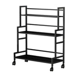 Simple Rectangular Metal Black Plant Stand with Wheels Image - 5