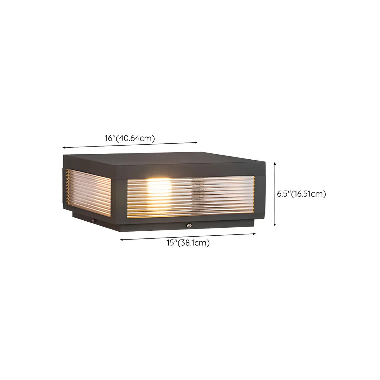 Simple Rectangular Metal Outdoor Table Lamp Warm Light 