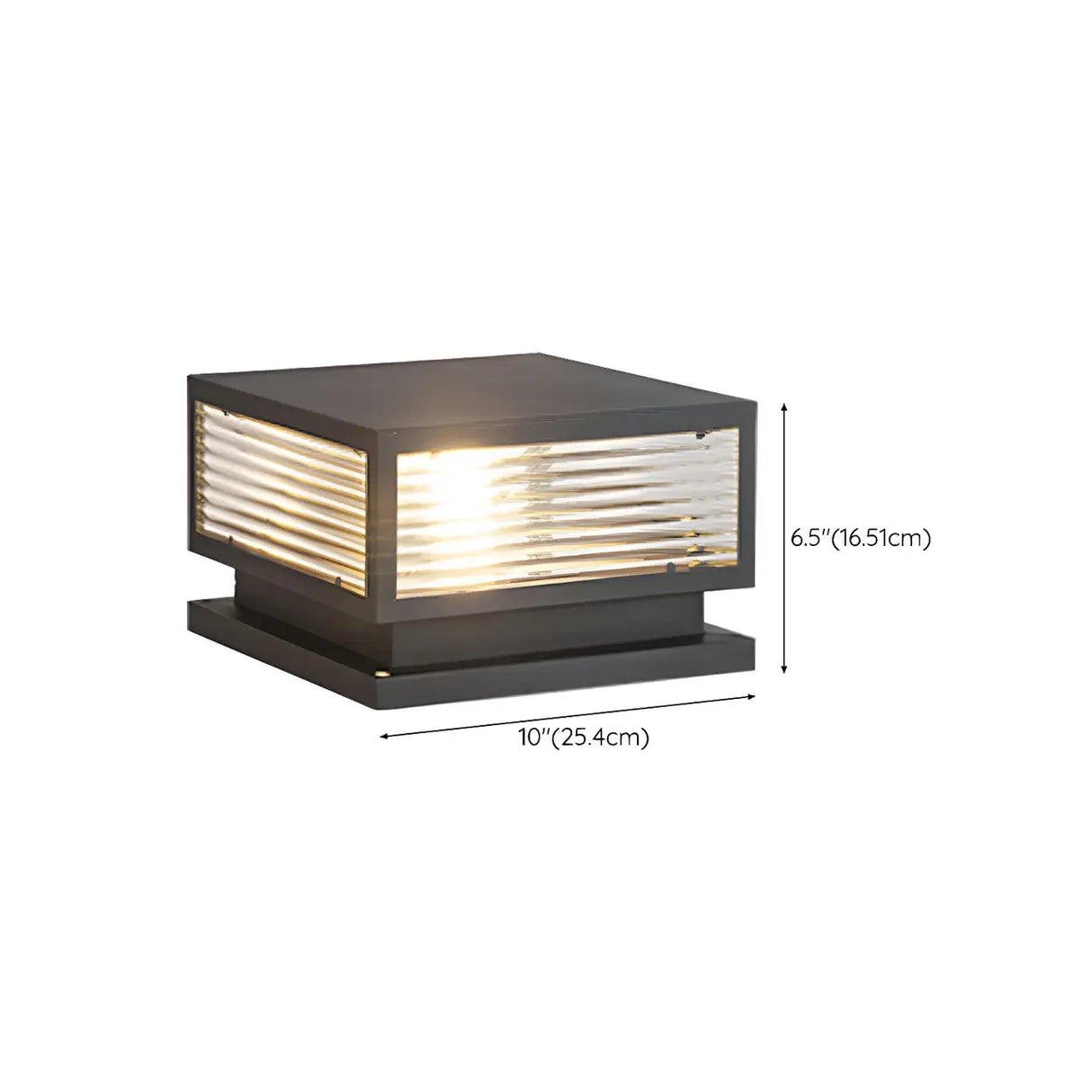 Simple Rectangular Metal Outdoor Table Lamp Warm Light Image - 22