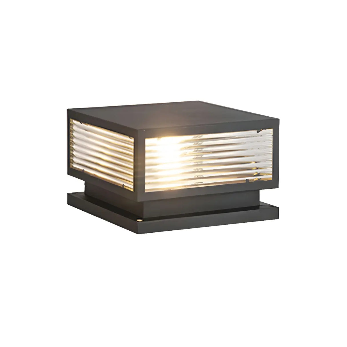 Simple Rectangular Metal Outdoor Table Lamp Warm Light Image - 2