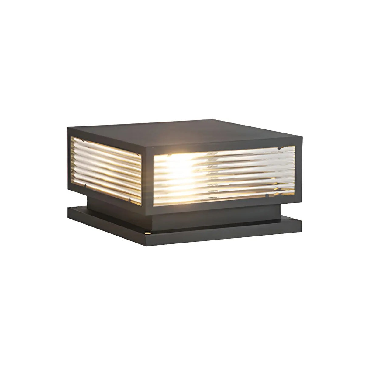 Simple Rectangular Metal Outdoor Table Lamp Warm Light Image - 3