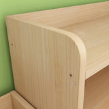 Simple Rectangular Natural Wood Finish Storage Bookcase Image - 12