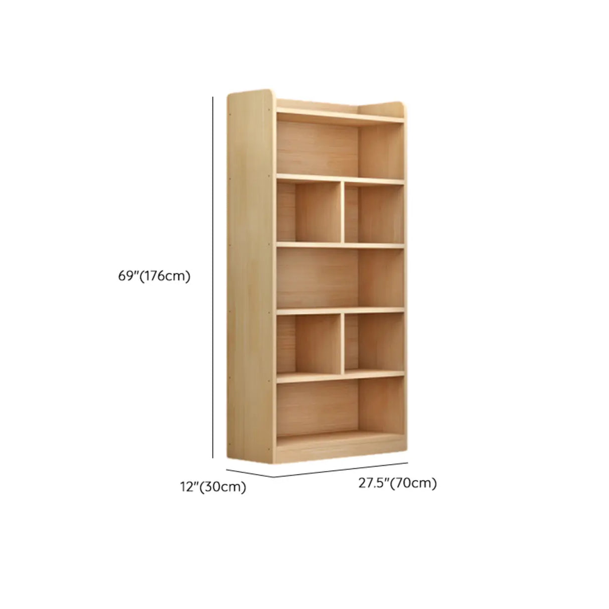 Simple Rectangular Natural Wood Finish Storage Bookcase Image - 15