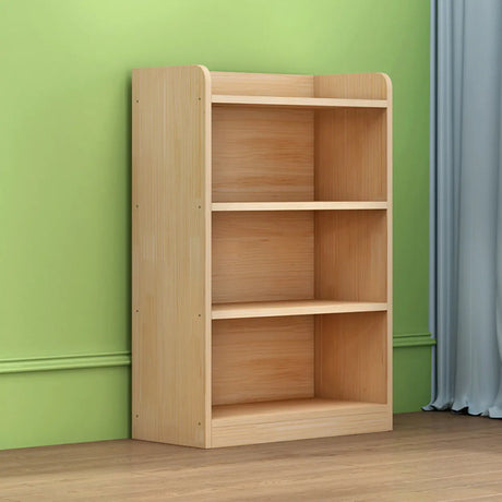 Simple Rectangular Natural Wood Finish Storage Bookcase Image - 2