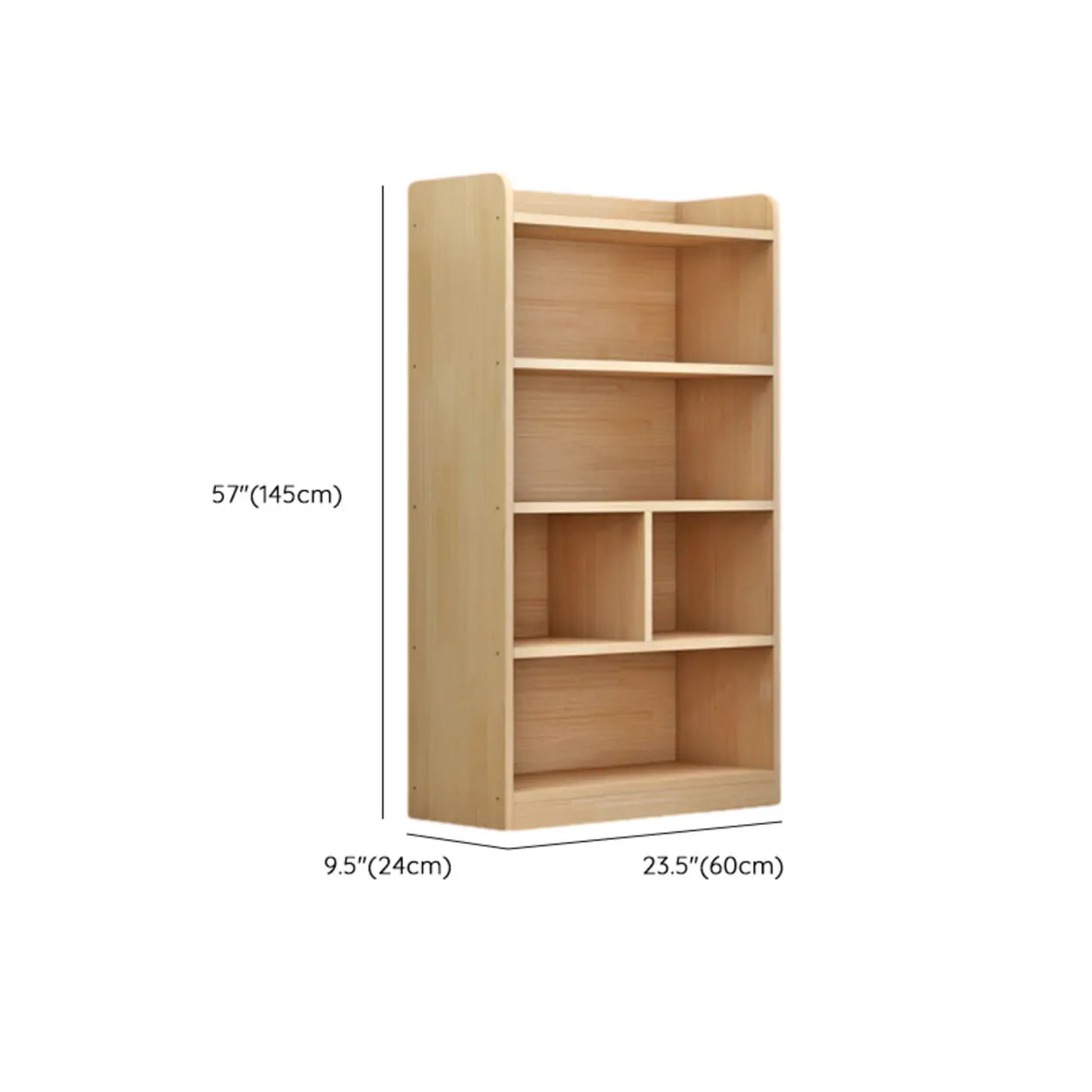 Simple Rectangular Natural Wood Finish Storage Bookcase Image - 22
