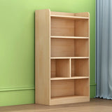 Simple Rectangular Natural Wood Finish Storage Bookcase Image - 3