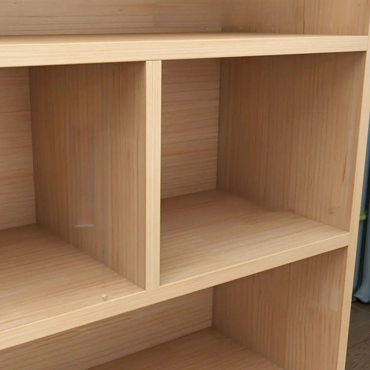 Simple Rectangular Natural Wood Finish Storage Bookcase Image - 6