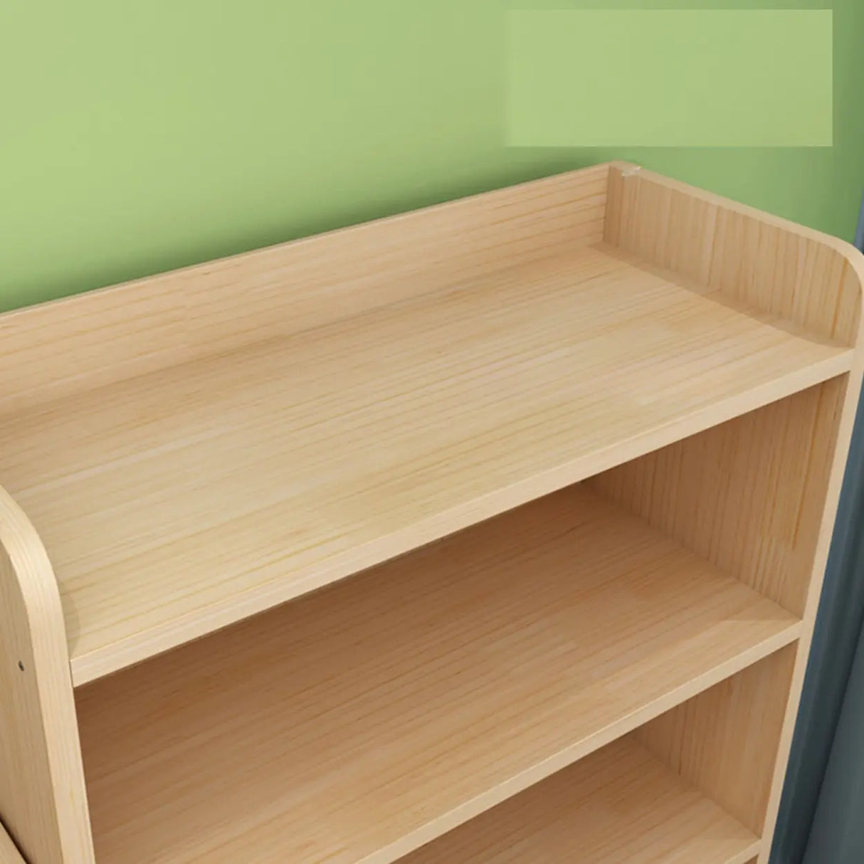 Simple Rectangular Natural Wood Finish Storage Bookcase Image - 8