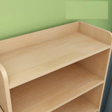 Simple Rectangular Natural Wood Finish Storage Bookcase Image - 8