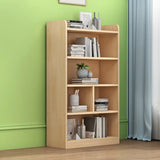 Simple Rectangular Natural Wood Finish Storage Bookcase Image - 9