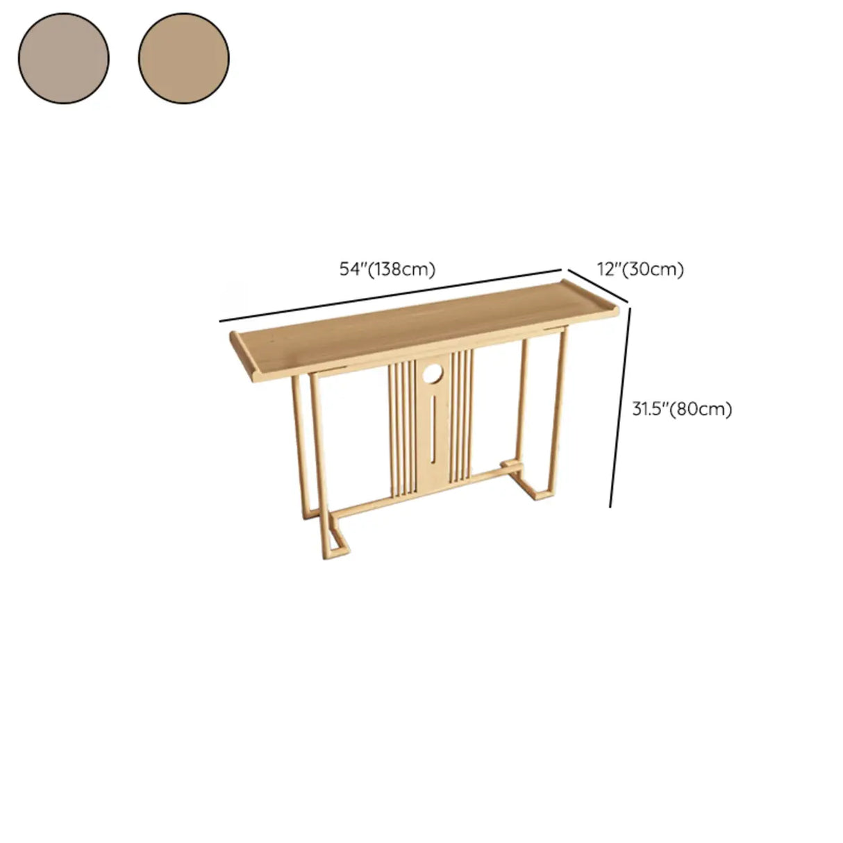 Simple Rectangular Natural Wood Frame Console Table Image - 14