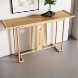 Simple Rectangular Natural Wood Frame Console Table Image - 2
