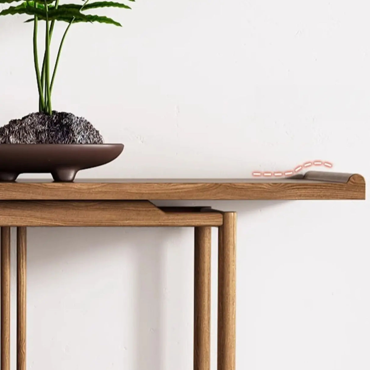 Simple Rectangular Natural Wood Frame Console Table Image - 4