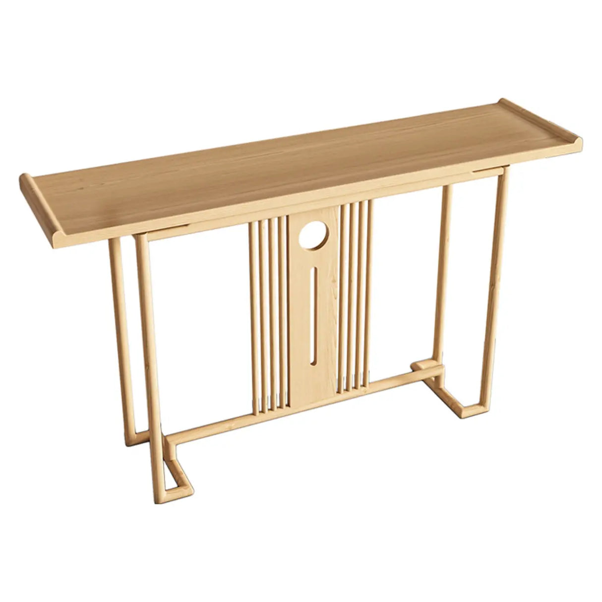 Simple Rectangular Natural Wood Frame Console Table Image - 6