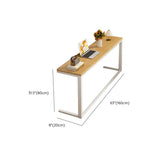 Simple Rectangular Natural Wood Metal Console Table Image - 15