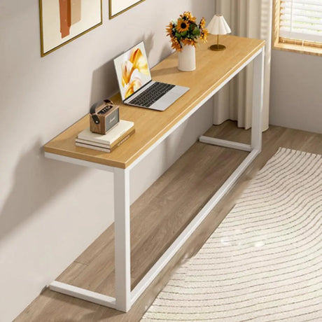 Simple Rectangular Natural Wood Metal Console Table Image - 1