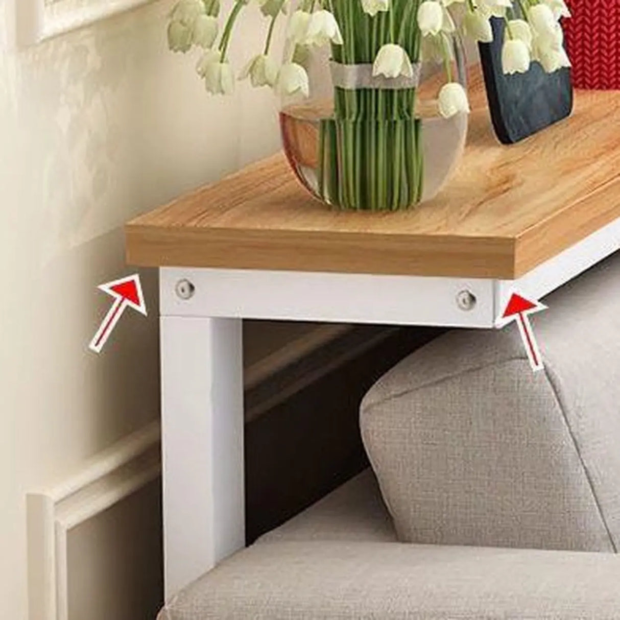Simple Rectangular Natural Wood Metal Console Table Image - 5
