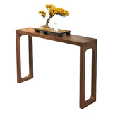 Simple Rectangular Pine Walnut Finish Console Table Image - 10