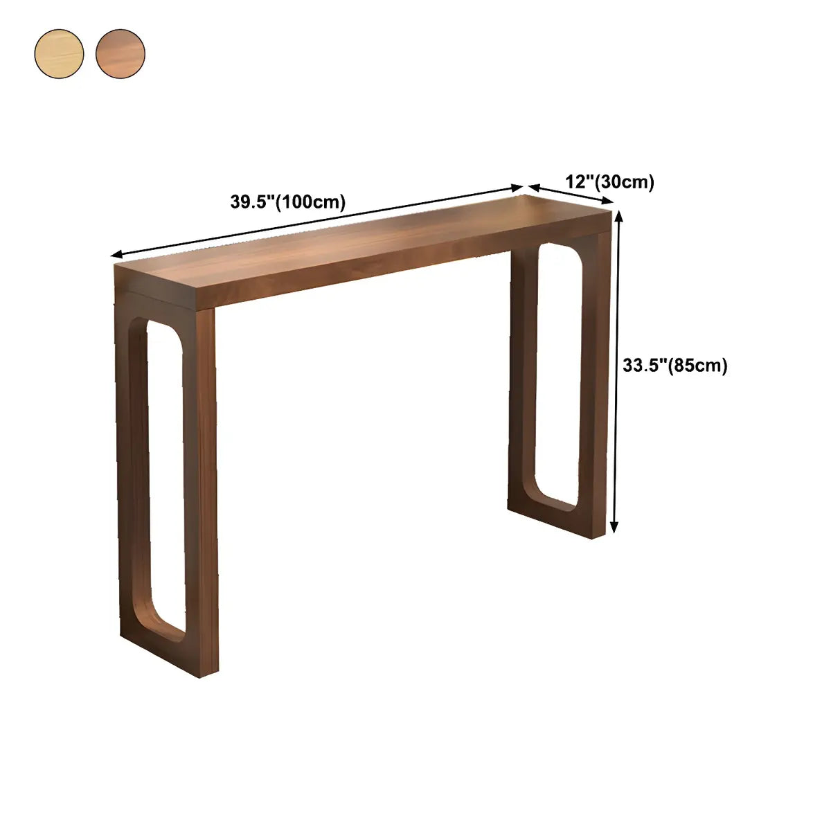 Simple Rectangular Pine Walnut Finish Console Table Image - 14