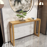 Simple Rectangular Pine Walnut Finish Console Table Image - 3