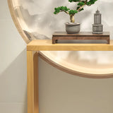 Simple Rectangular Pine Walnut Finish Console Table Image - 6