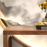 Simple Rectangular Pine Walnut Finish Console Table Image - 7